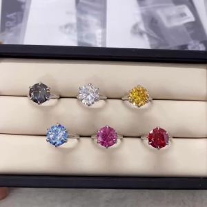 JoyceJelly 1/2/3/5ct Colorful Moissanite Rings For Women Female Sterling Silver 925 Jewelry With Certified Wholesale Low Price