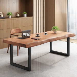 Large Board Solid Wood Computer Desk Desktop Minimalist Desk Conference Table Long Workbench Log Large Board Desk Whole Board Desk