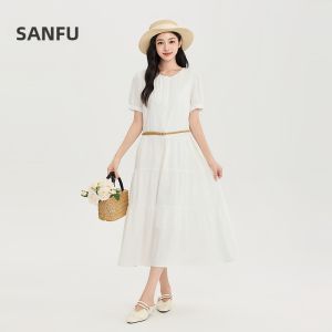 SANFU | Elegant French Unique Placket Accordion Pleat Loose Dress