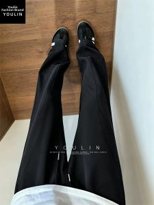 YOULIN | Black Slant Ice-Silk Quick-Drying Thin Cleanfit Pants