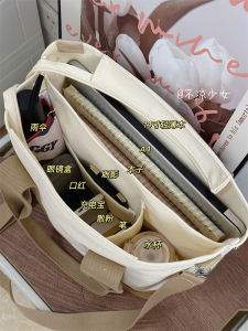 Large Capacity Work Clothing Crossbody Bag Japanese Style Ins Contrast Color Niche Style Casual Easy Matching Tote Bag Student Class Canvas Bag