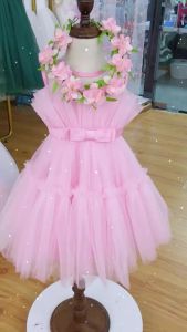 332FSMKTZ Pink Baby Girl Dress Birthday Dress Baby Clothing Baby Girl Dress Princess Gown Girls Fashion Kids Baju Raya Baby Girl Party Dress