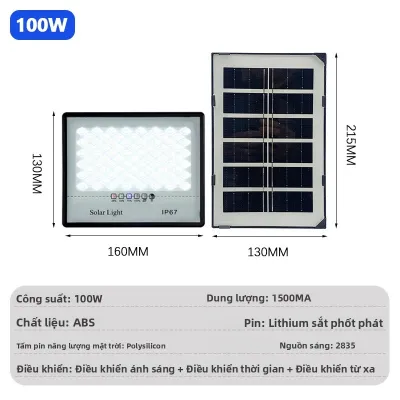 Đèn Pha Năng Lượng Mặt Trời LED Ngoài Trời IP67 Chống Nước Đèn Chiếu Sáng Sân Vườn Hiên Nhà Đèn Tường Trong Nhà Khẩn Cấp Có Điều Khiển Từ Xa
