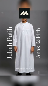 Jubah Gamis Putih ANAK Laki-laki SMP 12 14 Tahun Haramain Panjang Tobe Katun Toyobo Melleonlain