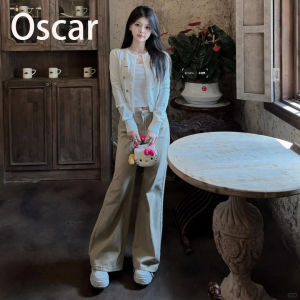 Khaki Retro Bell Bottom Jeans Womens Loose Fit Low Waist Slimming Denim Pants Casual Cotton Wear Resistant Daily Use