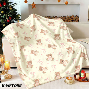 Beast Kingdom | Teddy Bear Bows Winter Summer Flannel Blanket Throw Fleece Soft Fuzzy Plush Cozy Fleece Blankets for Sofa Ideal Gifts