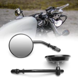 Gương Xe Máy Mạ Crôm/Đen 8Mm Gương Chiếu Hậu Tròn 3 Inch Thân Ngắn Cho Harley Dyna Bobber Chopper Old School 1982-2018 Up