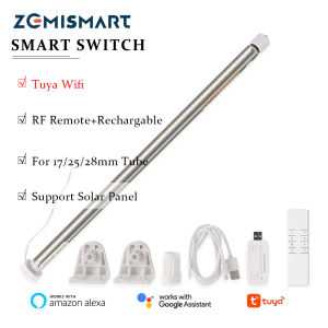 zemismart Tuya Zigbee Electric Blinds MotorRecharagble Roller Shade Motor Alexa Voice Control Tubular Blinds Motor for 17/25/28mm Tube Support Solar PanelSupport Homekit Control via Matter M1 Hub