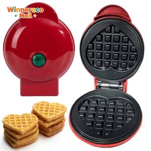 Round/Heart-Shaped Mini Electric Waffle Maker Makes Individual Breakfast Treats Breakfast Waffle Maker with Premium Non-Stick Plate Waffle Breakfast Maker Quick Heat 350W Easy-Clean Non-Stick Surface
