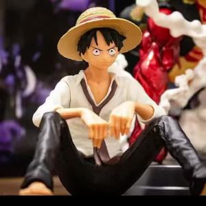 Bandai | 11cm One Piece Anime Figure Luffy Sitting Position Action Figure PVC Model Statue Collection Figurine Doll Toy Birthday Gifts