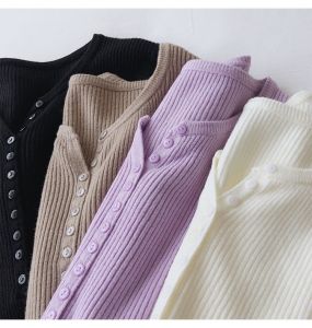 Super Plus Size 150.00kg Elastic Slim Fit Slimming Bottoming Shirt for Women Plus Size Ladies Autumn and Winter Inner Wear Loose Button Knitwear 2