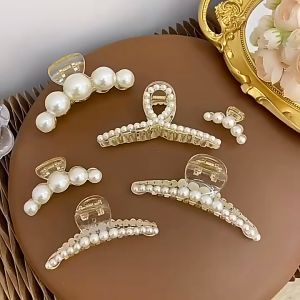 Hokkaido - Kẹp tóc chéo đính ngọc trai size 8.5cm