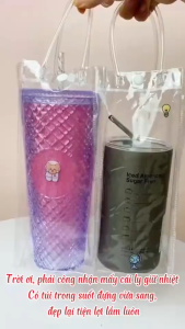 Combo 8 Cái - Túi Đựng Bình Giữ Nhiệt - Bình Nước Đa Năng Basic Trong Suốt 10 x 10 x 25cm