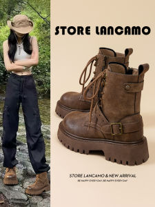 LANKAMO | Giày Boots Cổ Ngắn Da Cho Mùa Xuân và Thu