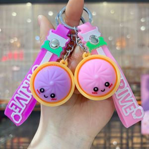 Potdemiel | Móc Khóa Bánh Bao Dễ Thương Kèm Đồ Chơi Giảm Stress Hình Bánh Bao Hấp Màu Sắc Ngẫu Nhiên Chất Liệu PVC Làm Quà Tặng Cho Tiệc Quà Cưới Quà Sinh Nhật