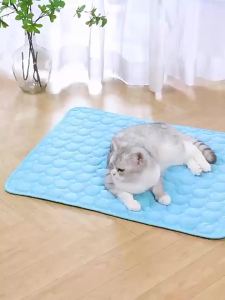 Dog Cat Cooling Mat Ice Silk Pet Cool Pad Summer Washable Breathable Self Cooling Bed Indoor Outdoor Car Travel Portable