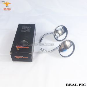 BOCAHRACING - Spion Retro Model Bulat Crome Motor Honda Tangkai Pendek Drat 14 BEAT VARIO SCOOPY SONIC150 CB150R SUPRA BLADE REVO MEGA PRO CRF150 DLL