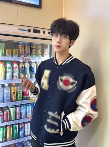 ZHUOCAN | Embroidered Retro Cleanfit Baseball Jacket for Teen Boys