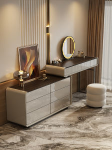 Modern Minimalist Bedroom Vanity Dresser Mirror Light Multi-Drawer Storage Makeup Table