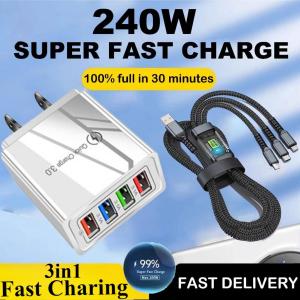 100W 3 in 1สายชาร์จ Super Charge 6A Micro USB Type C สายชาร์จเร็ว Type-C สายเคเบิลข้อมูล