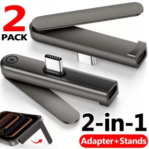 240W 2in1 Fast Charging Cable Adapter with 360° Invisible Phone Stand USB C To Type C Charger Cord Adapter & Foldable Holder