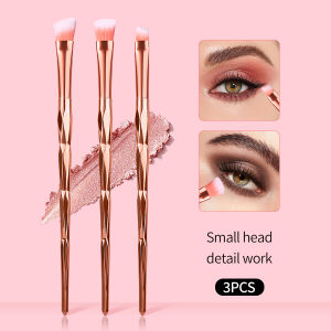 3PCS Rose Gold Small Head Eyeshadow Brushes Soft Hair Detail Makeup Brushes for Eye Blending Eyeliner Eyebrow