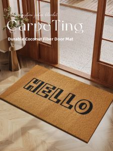 Indoor Outdoor Coir Fiber Door Mat Anti Slip Wear Resistant Entrance Mat No Wash Home Decor Rug Long Rectangle Shape