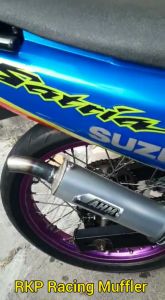Knalpot Satria 2 tak 120 S / RU 120 R lumba / RU 120 LSCM hiu kolong AHM repsol plat karat kenalpot racing motor
