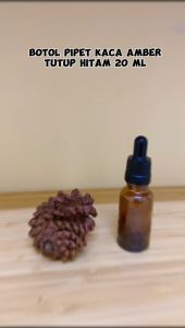 Botol Pipet Kaca Tebal Amber Tutup Botol Hitam 20 mL / Glass Bottle Pipette 20mL / Amber Glass Dropper Bottle - 1 PCS