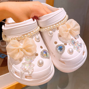 Sweet Pearl Butterfly Knot Crocs Shoe Buckle Hole Shoe Accessory Charms Star Carrols Shoe Parts Fashionable Footwear Decor