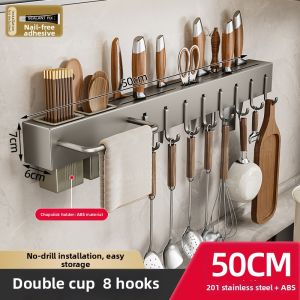 Stainless Steel Multifunctional Knife and Chopstick Holder No-drilling
