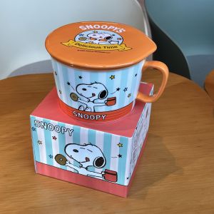Snoopy | New Snoopy Porcelain Bowl Kawaii Cartoon Anime Instant Noodles Fruit Salad Kitchen Ceramic Bowl Tableware Children Birthday Gift