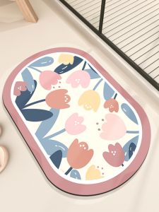 Home Use Silicon Dendroid Mat Rubber Non-Slip Quick Dry Bathroom Toilet Entrance Floor Carpet Geometric Pattern