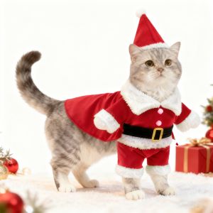 Cute Cat Clothes For Christmas Cosplay Funny Pets Costume Santa Claus Dress UP For Small Medium Dogs Cats Puppy Kitty Sphynx Pug