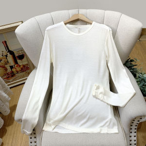 เสื้อยืดแขนยาวผู้ชาย ผ้าฝ้ายผสมโพลีเอสเตอร์ ทรงหลวมสบาย ๆ สำหรับฤดูใบไม้ผลิและฤดูใบไม้ร่วง