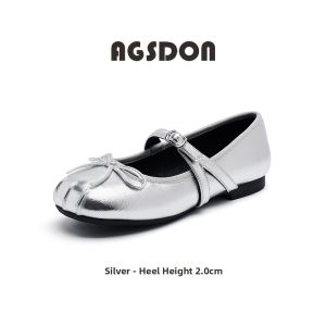 Agsdon | Silver Womens Ballet Flats Internal Elevation