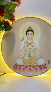 (ẢNH CHỤP) Tranh đèn led quan thế âm bồ tát trang trí decor phòng khách phòng thờ
