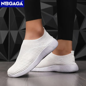 Parent-Child Matching Sneakers White Casual Breathable Mesh Shoes Lightweight Elastic Flat Walking Shoes Slip-On