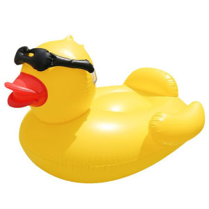 [ VKTECH ] Pet Floating Bed Large Duck Shape Inflatable Lounger Waterproof PVC Material Comfortable for Dogs and Cats Indoor Outdoor Use