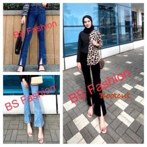 Womens Bootcut Strip Jeans pant For women Good quality Ready Stock Size 26-36