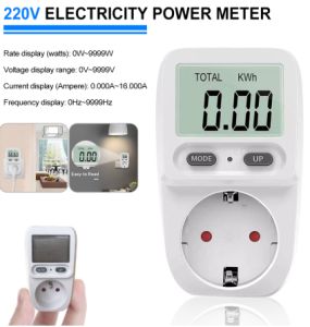220V kỹ thuật số LCD Power Meter wattmeter ổ cắm đồng hồ đo năng lượng kWh Tần số dòng điện Điện áp điện màn hình rắc cắm Châu Âu