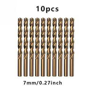 7mm Straight Round Shank Twist Drill Bits 10Pcs Practical Bits for Alloy Copper Steel Plate Wood Plastic Drilling