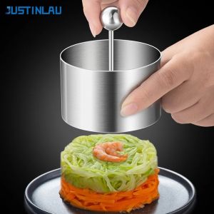 JUSTINLAU Round Stainless Steel Rices Ball Mold With Pusher Cake Mousse Ring Food Press Tool Easy Demoulding Sushi Making Mould