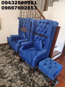 Accent Chair Blue.. 2pcs and 2 ottoman