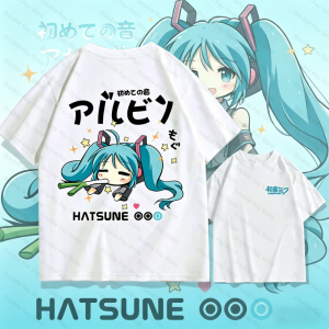 Hatsune M-Miku Q Print T-shirt Men Women t-shirt Harajuku Streetwear Casual Short Sleeve Cotton Tee Japanese Anime Fans Tops