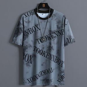 Yingbao | Ice Silk Short Sleeve T-shirt Mens Summer Thin Loose Quick-dry Plus Size Trendy Printed