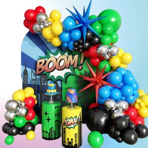 137Pcs A Set of Red and Blue Exploding Star Foil Balloon Wreath Arch Set Decorated for Birthday Parties and Youth Gatherings