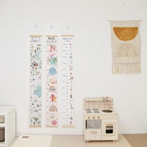 New Wooden Canvas Baby Height Ruler Room Cartoon Decoration Height Measurement Wall Sticker Removable Shooting Props