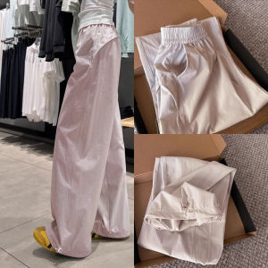 Quick Dry Ice Silk Nylon Work Pants Womens Loose Slimming Casual Sports High Waist Pleated Summer 2025 Fashion Hit