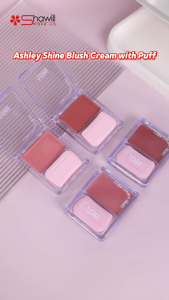 Ashley Shine Highly Pigmented Blush Cream Natural Long-Lasting Waterproof with Puff AS9100